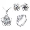 2026 Diamond Ring Femininity Blooming Plum Blossom Earrings Five-claw Petal Clavicle Chain Jewelry Set