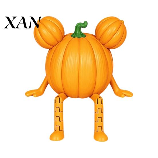 Halloween Ghost Pumpkin Figurines 3D Printed Decoration, Cute Figurine with Handmade Vivid Character Statues Movable Joints for Coffee Table