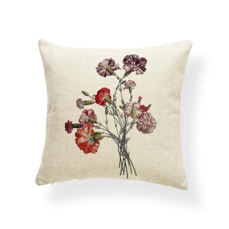 Schönes Pflanzenkissen-Set Blume Rose Orchidee Narzisse Wohnzimmer Schlafzimmer Dekoration Kissenbezug Leinen-Kissenbezug 45x45cm