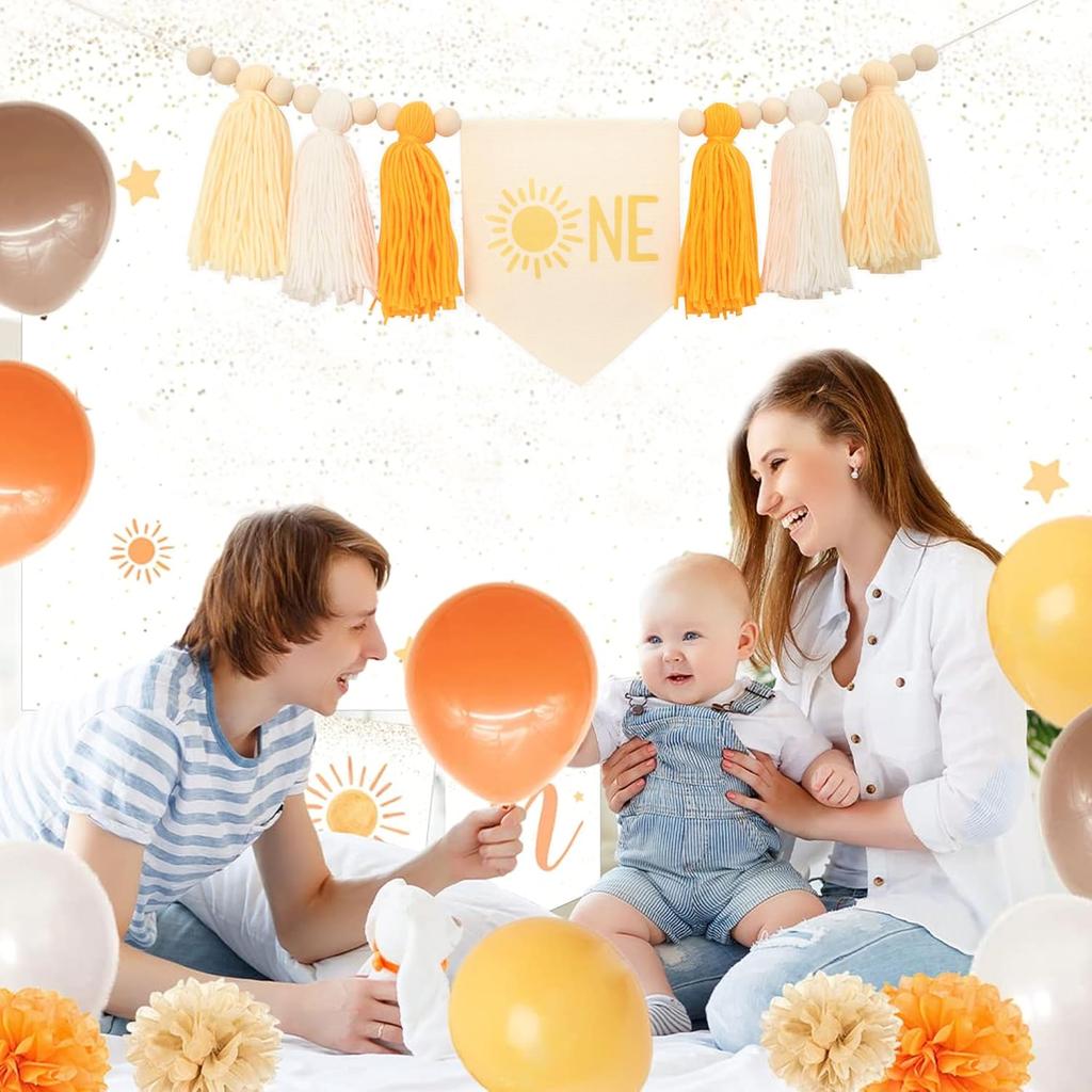 1th Sun Sign Birthday High Chair Banner Yellow Birthday Party Decoration,Sunshine Highchair Banner for Boy Girls Kids Bedroom