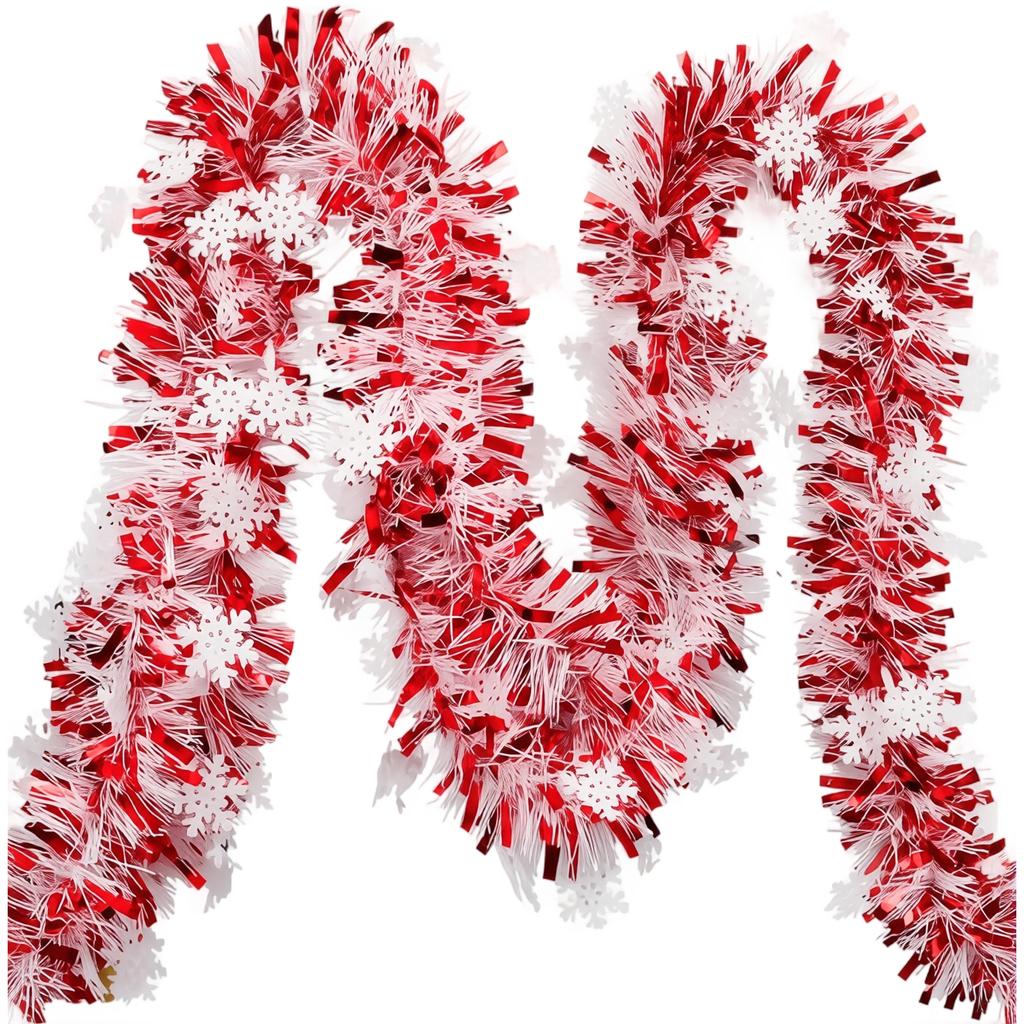 Christmas Garland 2m Dense Snowflake Sequin for Holiday Tree Decorations, Snowflake Party Supplies