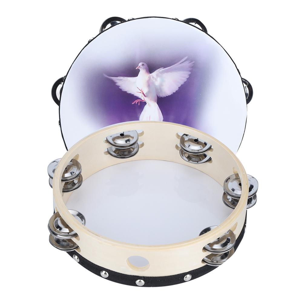 Tambourine Double Row Metal Jingle Handheld Percussion for Church Party20cm