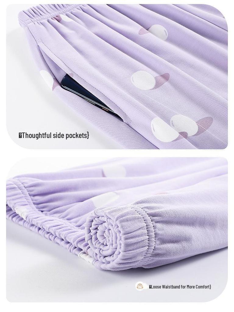 Women's Long Sleeve Lapel Cardigan Pajama Set - Pure Cotton, Casual Home Wear, Can Be Worn Outside.