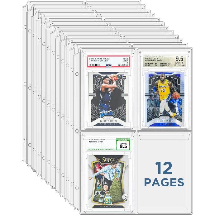 Graded Card Sleeves, PSA Graded Card Slab Binder Pages for Storage & Display, Compatible with PSA, BGS, CGC Graded Sports Cards and One-Touch
