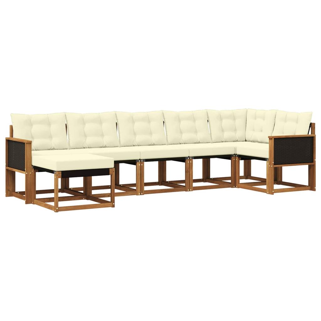 Outdoor Sofa Set with Cushions 7 pcs Natural and Cream