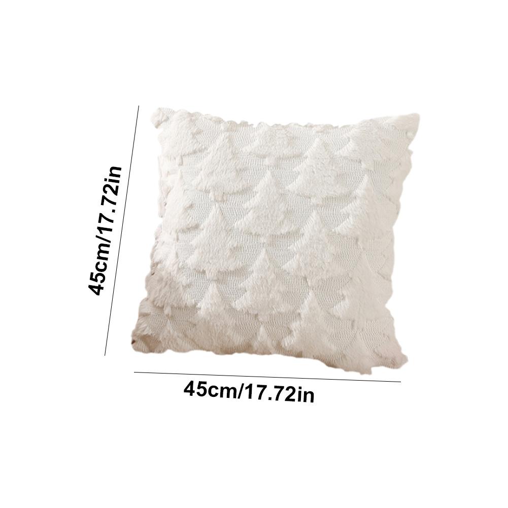 Christmas Pillow Covers 45x45cm Soft Plush Pillowcase (White Christmas Tree)