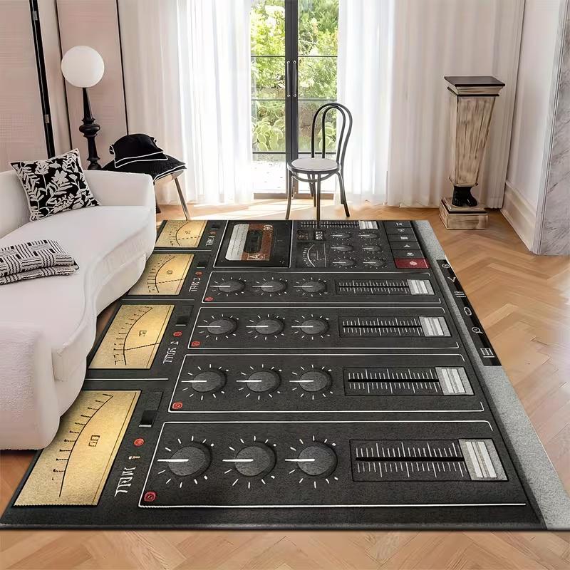 

Professional Audio Mixer Rug Realistic 3D Music Studio Carpet with Knobs Sliders Buttons Perfect for Music Lovers Home Decor 40x60cm
