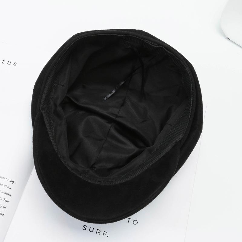 100% Fashionable Octagonal Hat Korean Version British Retro Solid Color Baseball Cap Beret Shows Small Face