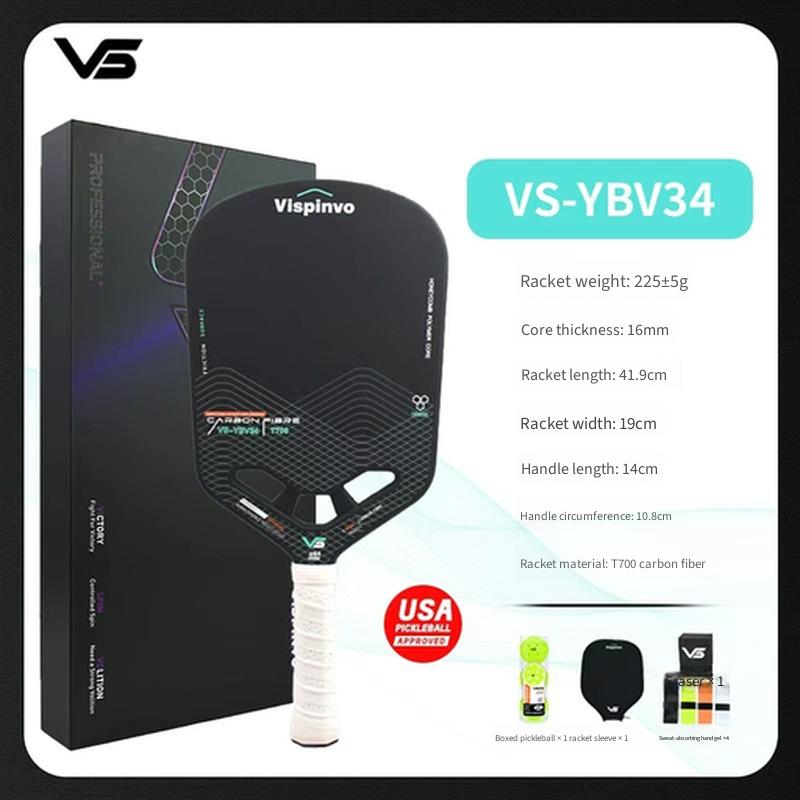 VISPINVO Pickleball Paddle USAPA Approved T700 Carbon Fiber Edgeless Hollow Tournament Grade Professional Racket