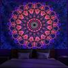VIKAMA Fluorescent Mandala Tapestry with Neon Bohemian Patterns for Bedroom Living Room Decor Aesthetic Wall Art