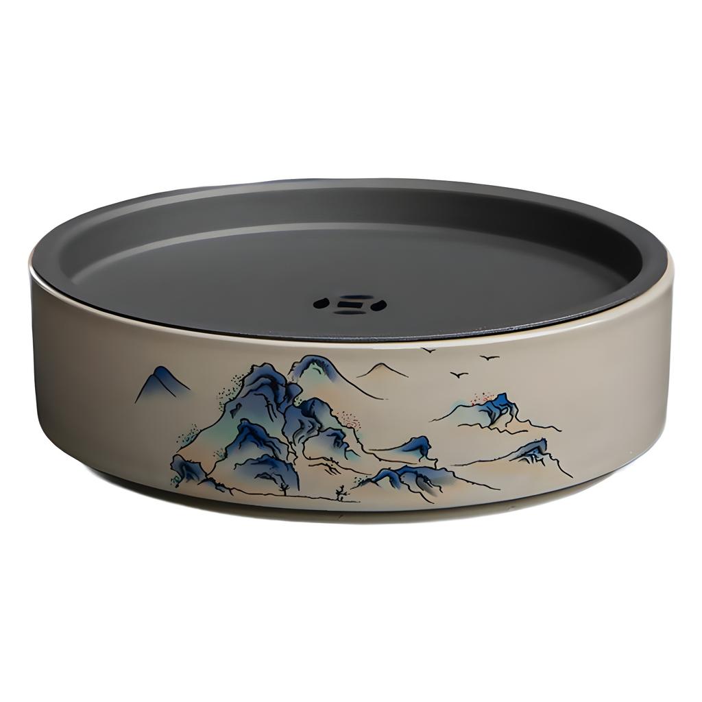 Wood Ash Pot Bearing Kung Fu Teaware Small Tea Table Teapot Bearing Retro Ceramic Dry Foam Tray Household Water Storage Tea Tray