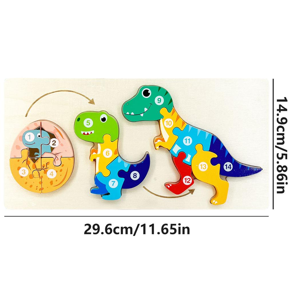 1pc Cartoon Dinosaurs Animals Grow Change 3D Puzzles Wooden Jigsaw Intellectual Games Kids Montessori Educational Toys Children