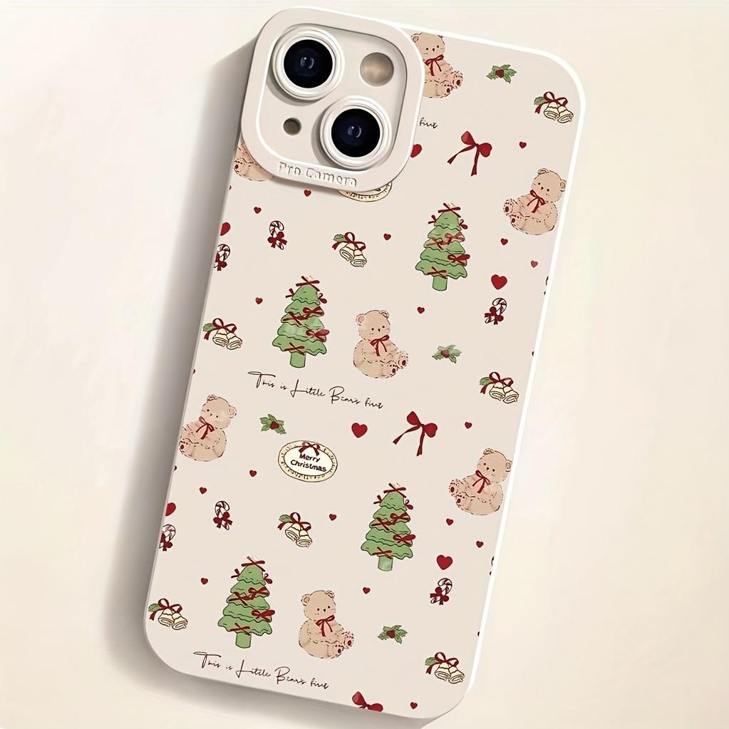 Weihnachtsbaumschleife Teddybär Handyhülle ist geeignet für iPhone 17, 16, 15, Plus, Pro, Max Serie Handys - ideal zum Verschenken als