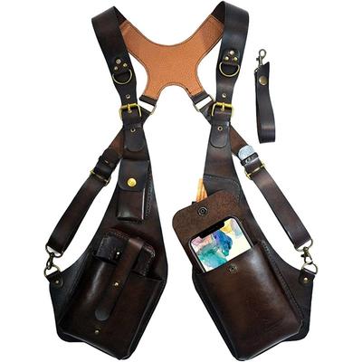 European American Style Retro PU Leather Shoulder Strap Underarm Shoulder Bag Men Women Outdoor Square Bag Mobile Phone Bag