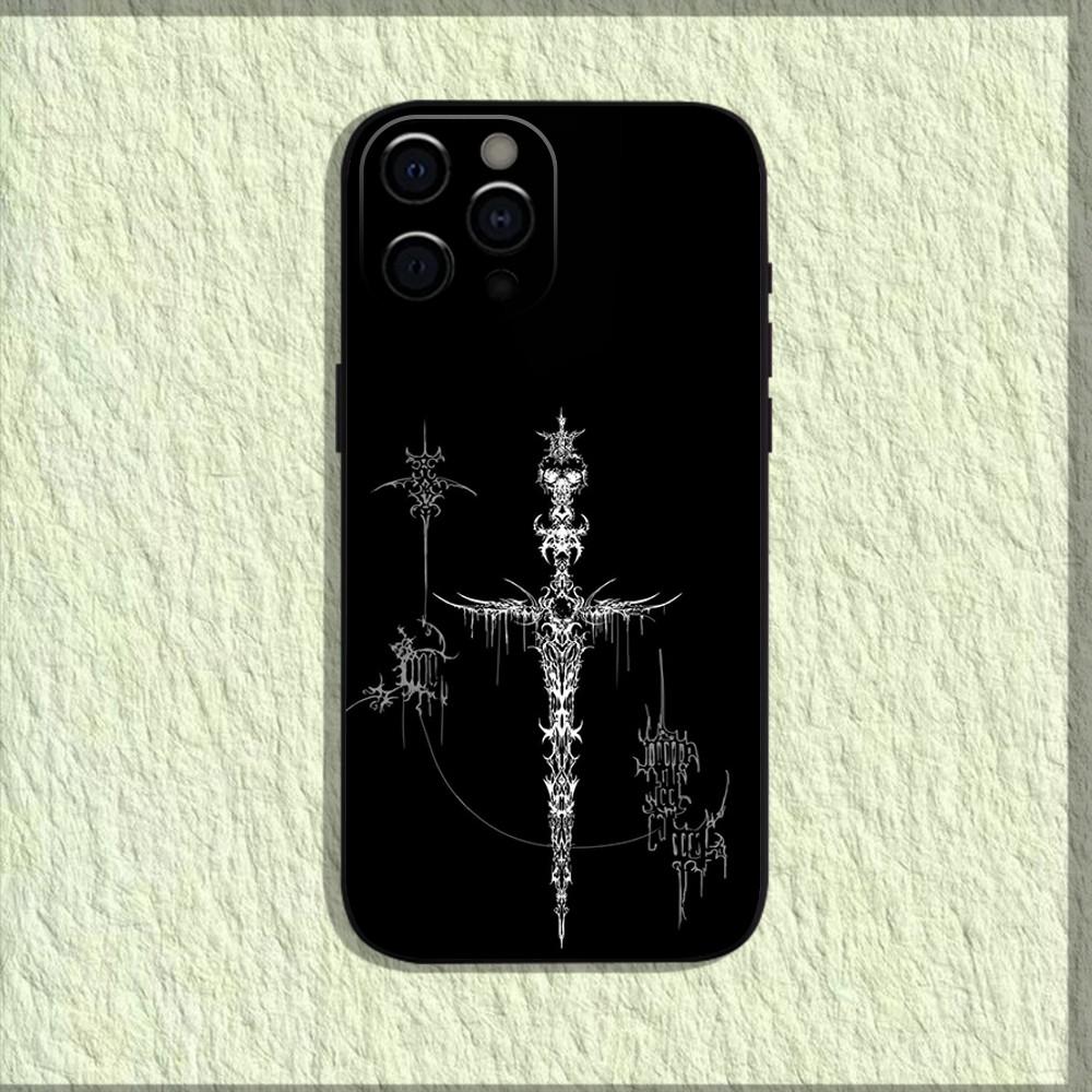 

Cyber Sigil Cross line Phone Case For iPhone 16,15,14,13,12,11,Pro,X,XS,Max,XR,Plus,Mini Soft Black Cover iPhone12mini