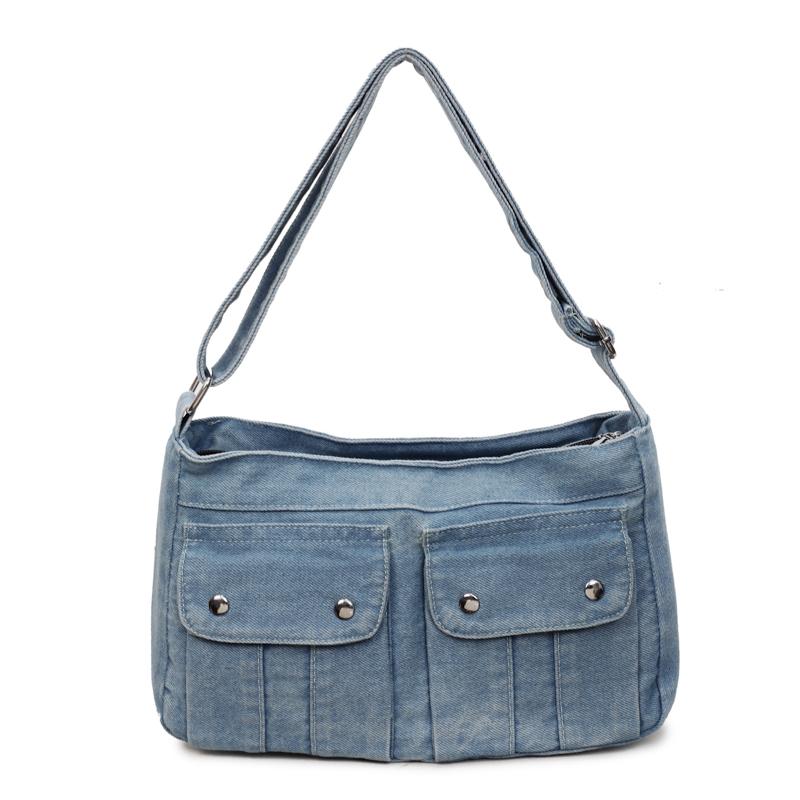 Women's Messenger Bag Large Capacity Messenger Bag Vintage Denim Bag