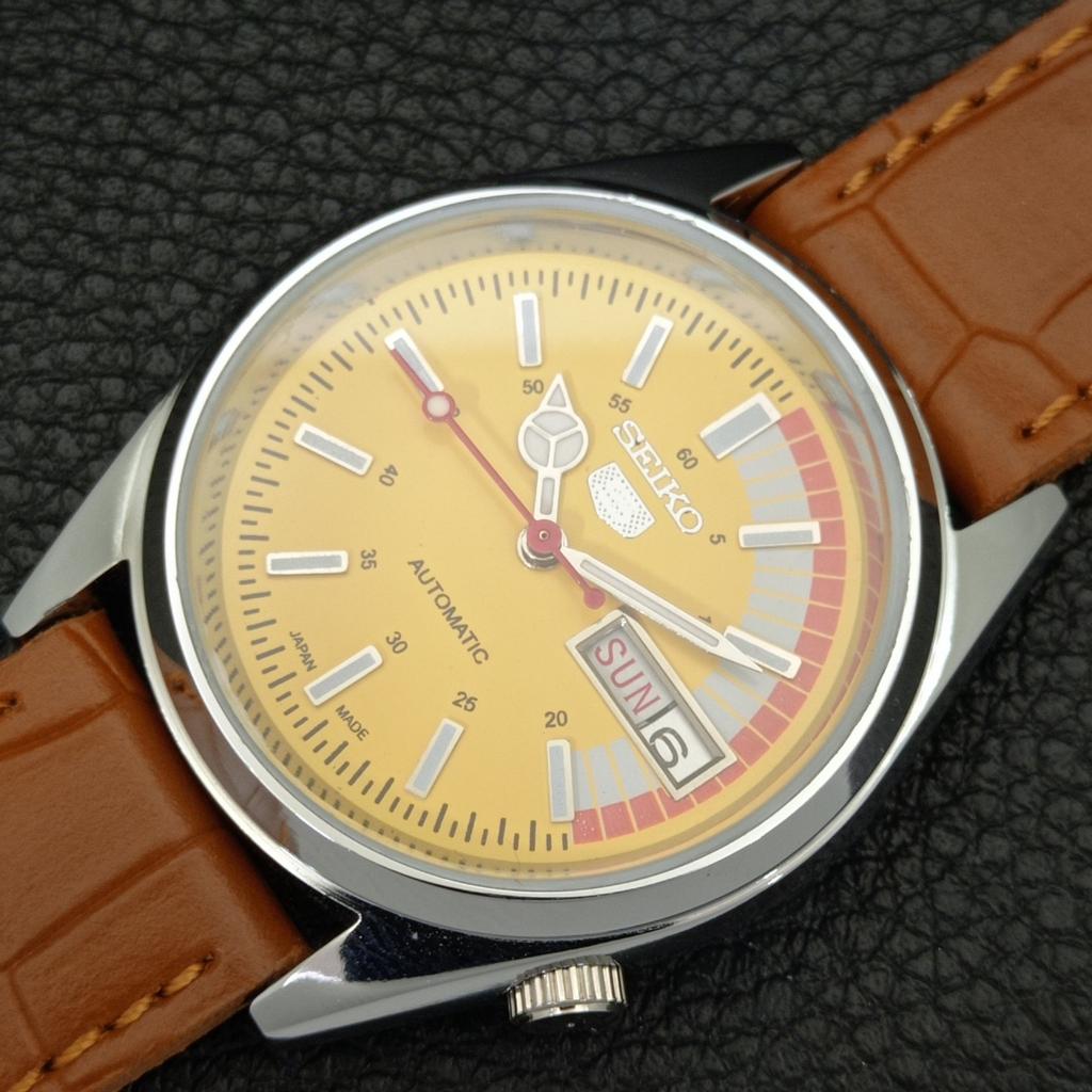 VINTAGE REFURBISHED SEIKO 5 AUTOMATIC 6309A JAPAN MENS YELLOW WATCH A441102-4 Sk-a441102