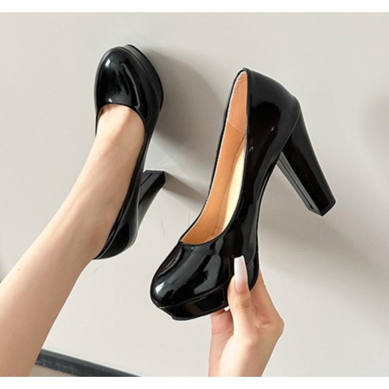 Fashion New High Heels Shoes Women White Wedding Shoes Thick High Heels Fashion Party Pumps Footwear Black Red Big Size 34-42