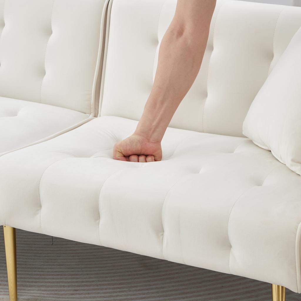 Two-seater Multifunctional Sofa Bed, Adjustable Backrest + Multi-position Armrests. Modern Folding Sofa for Living Room - Velour Cover.