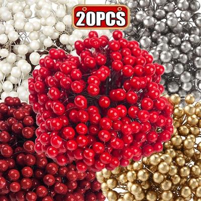20/1pcs Mini Flores de Bagas Artificiais Multicoloridas Vermelhas Falso Berry Cereja Estame para Casamento Natal Ano Novo Festa Decoração de Casa