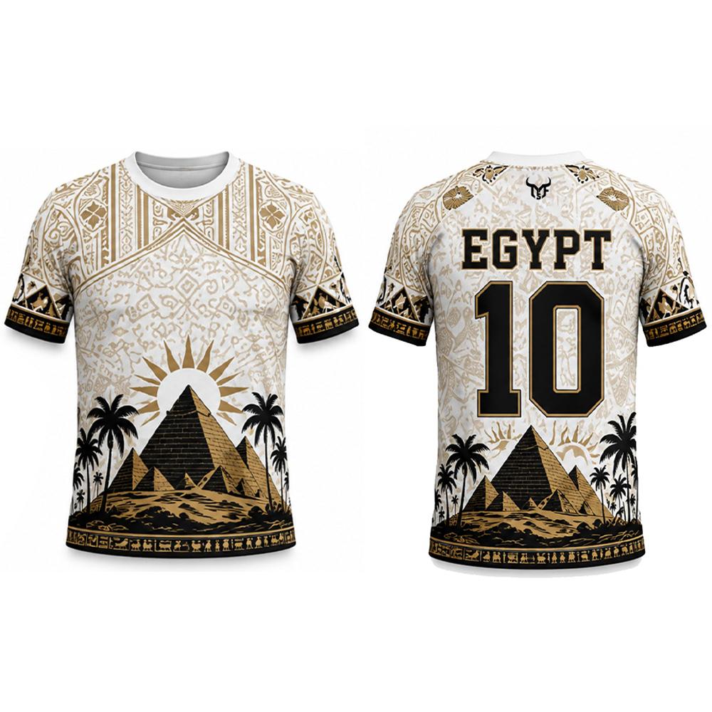 2026 New Egypt Pyramid Print Jersey Ancient Hieroglyph Soccer T-Shirt Men And Women Quick Dry Breathable Casual Sports Tee