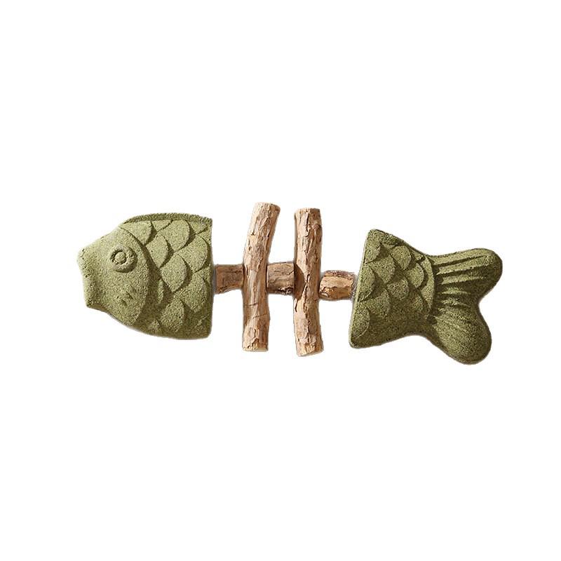 Mint Scented Fish Bone Cat Teething Toy for Teeth Cleaning and Play