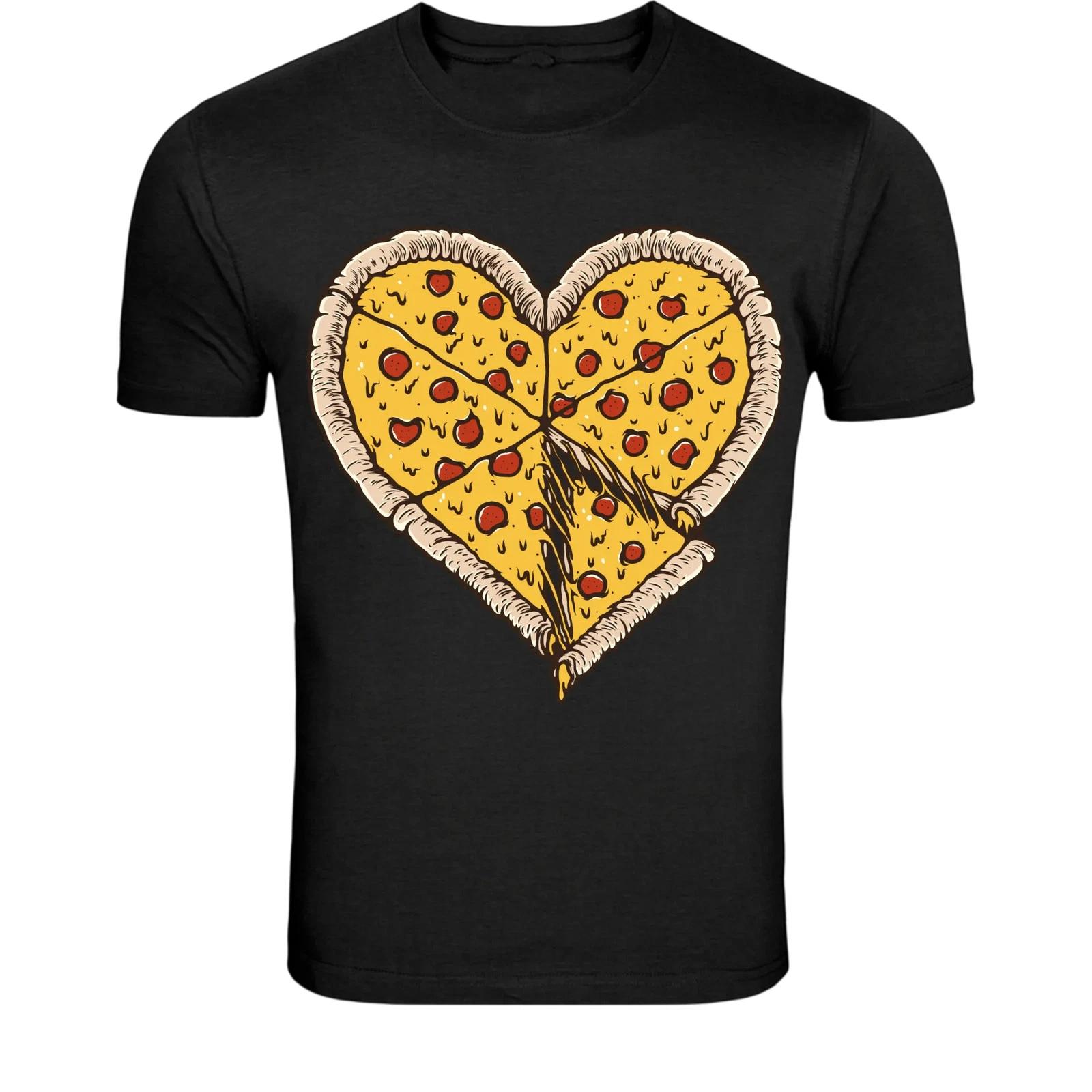 Pizza Heart Slice T-Shirt - Funny Food Lover Graphic Tee L