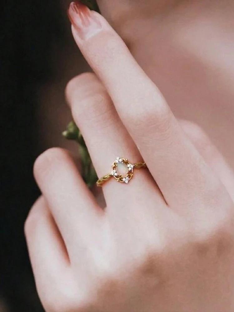 925 Sterlingového Stříbra Vintage Jednoduchost Personalizovaný Prsten s Měsíčním Kamenem Pro Ženy Zásnubní Svatba Luxusní Vysoká Kvalita Jemné Šperky