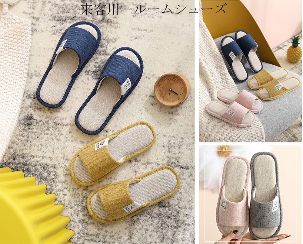 Tzrcyc Indoor Set of House Guest Slippers for Women and Stylish Cotton and Linen Slippers with Open and Fall Slippers for and Room Unisex Slippers, 4,