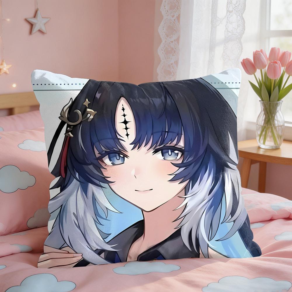 Wuthering Waves Yangyang Cushion Cover Square Short Plush Pillow Case Living Room Sofa Home Decor Funda X