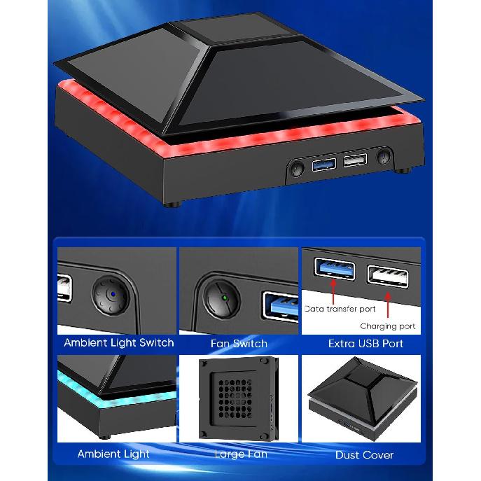 Upgrade RGB Cooling Fan for Xbox Series X with Dust Cover Filter, Colorful LED Light Cooler System Accessories with Low Noise 3 Levels Adjustable