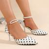 French-style Thin-heeled One-strap Sandals  Spring Summer  Comfortable Versatile High-heeled Shoes with Bows