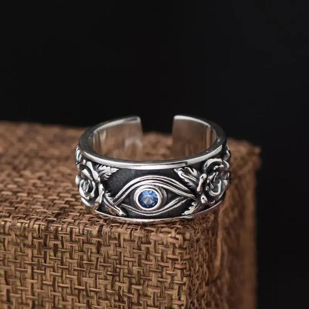 New Fashion Vintage Eye of Horus Ring Women's Men's Open Finger Ring Adjustable Zircon Girls Couple Gift Trend Party Niche Ring