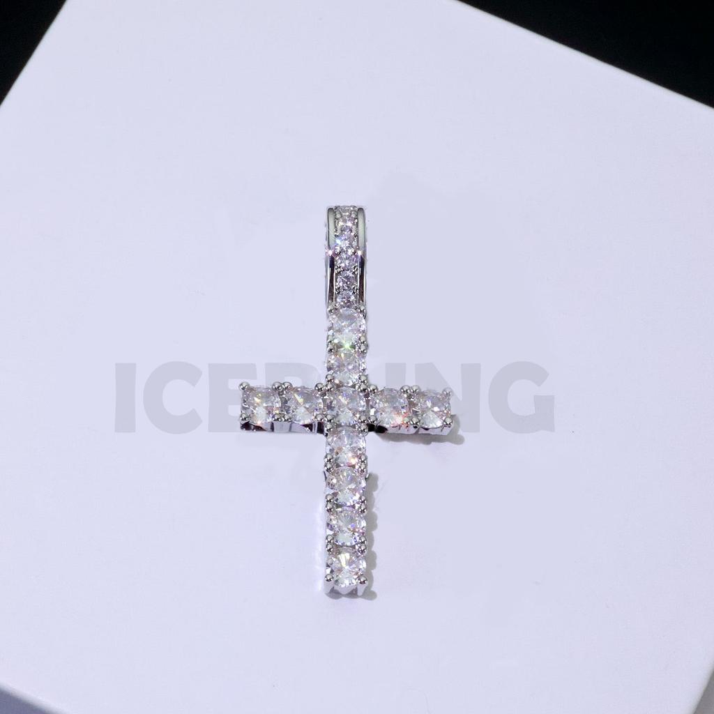 Fine Jewelry Moissanite Cross Pendant 925 Sterling Silver Hip Hop Shiny VVS Diamond Charm Necklace for Men No Fade
