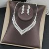 V-Shaped Luxury Diamond Clavicle Necklace Earrings Set Wedding Party Dress Bling Jewelry Accessory for Girls