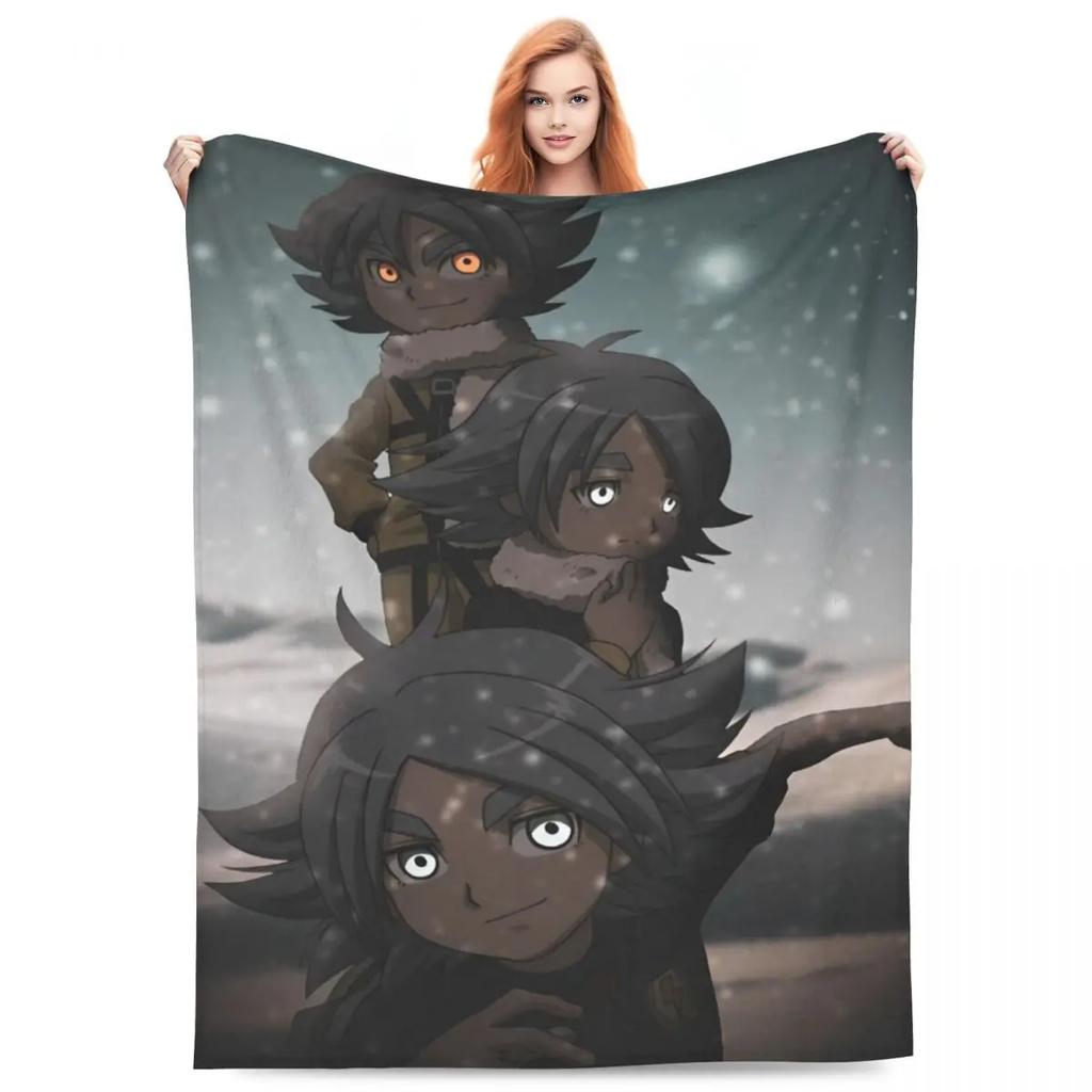 Inazuma Eleven Decken Flanell Textil Dekoration Videospiel Sportspiel Atmungsaktiv Weich Überwurfdecken für Zuhause Reise Steppdecke