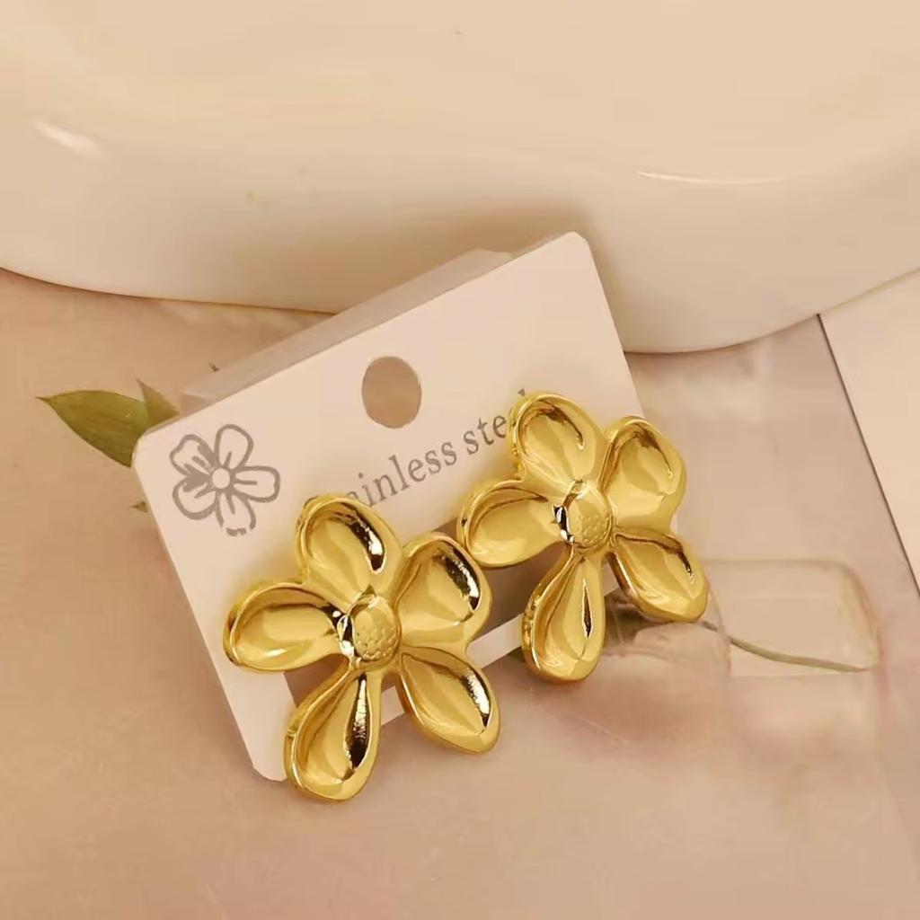European American Trendy Cross-Border Punk Cold Wind Stainless Steel Earrings Geometric Irregular Drop Fashion Jewelry