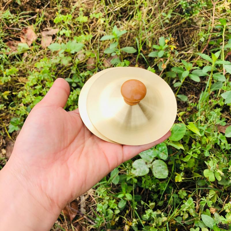 VICASKY Mini Gimbal Musikalisch 2 Kinder Perkussion Rhythmus Kleine Finger Perkussion Handbecken mit Holzgriffen Instrumente, Teile, Becken, Finger,