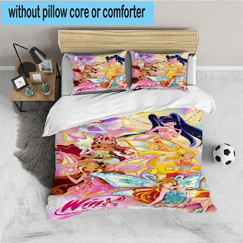 Wink Club Magical Friendship 3PCS Bedding set,Ideal for 1pc Duvet Cover And 2pcs Pillowcases Perfect for Fan gift,Ideal for Bedroom, Dormitory