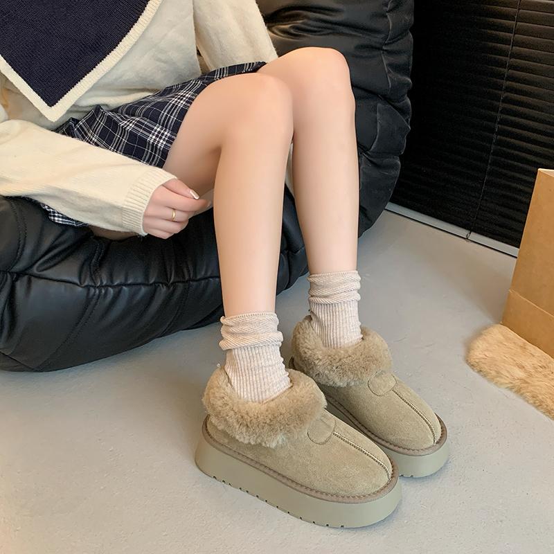 Thick-soled plush snow boots plush shoes new winter wear plush thickened cotton shoes size