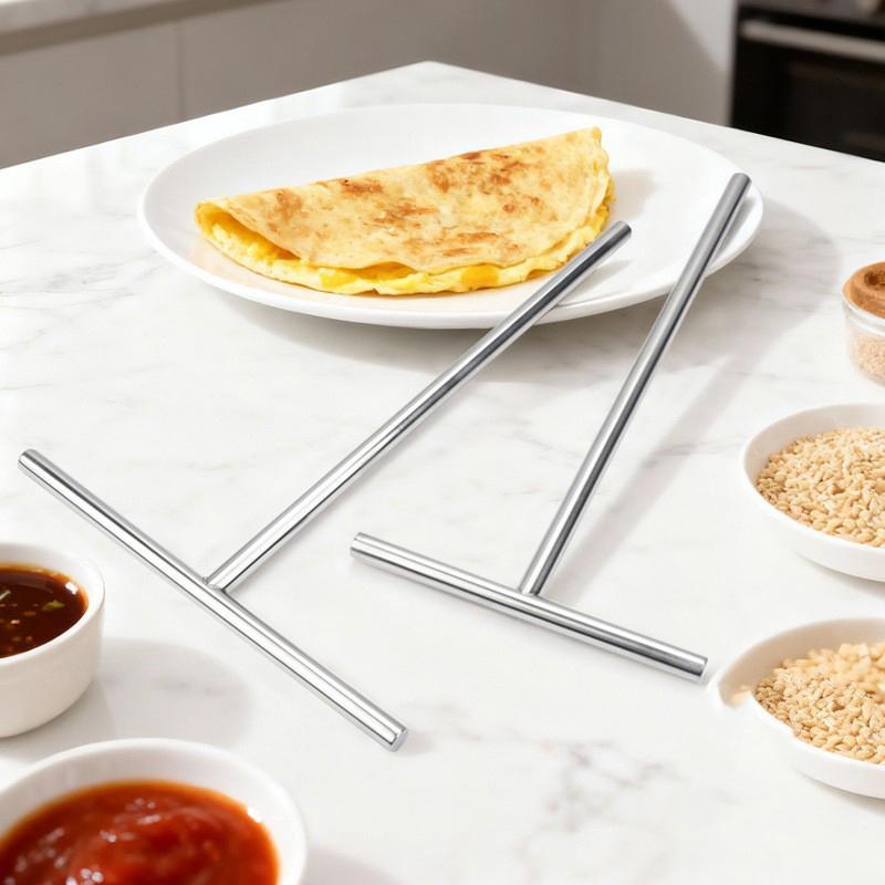 Crepe Spatula Spreader Pancake T Maker Tool Turner Utensils Cake Shape Rake Pan Stainless Steel Making Kit Stick Icing Brownie