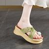 Fashion CRLAYDK Slide Sandals for Women Strap Ladies Flip Flops Platform Walking Wedge Rhinestone Beach Open Toe Vacation Slippers