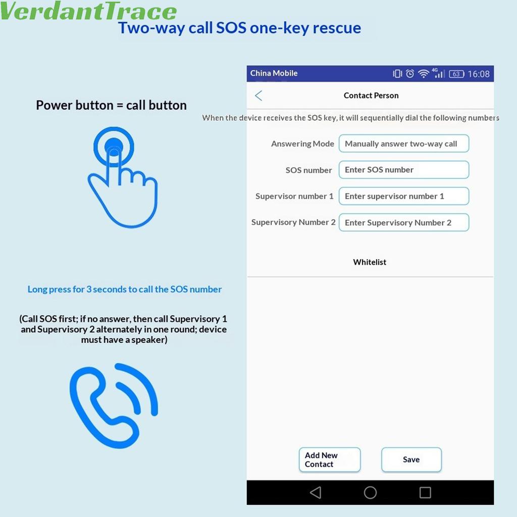 VerdantTrace 4G GPS Pet Tracker Waterproof Dog Cat Anti-Lost Locator Collar Find Device Light Sound Search No Subscription VTG2