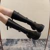 Punk Style Thick Heel Woman Knee High Boots Fashion Belt Buckle Zippers Shoes Female Knight Booties Shoes