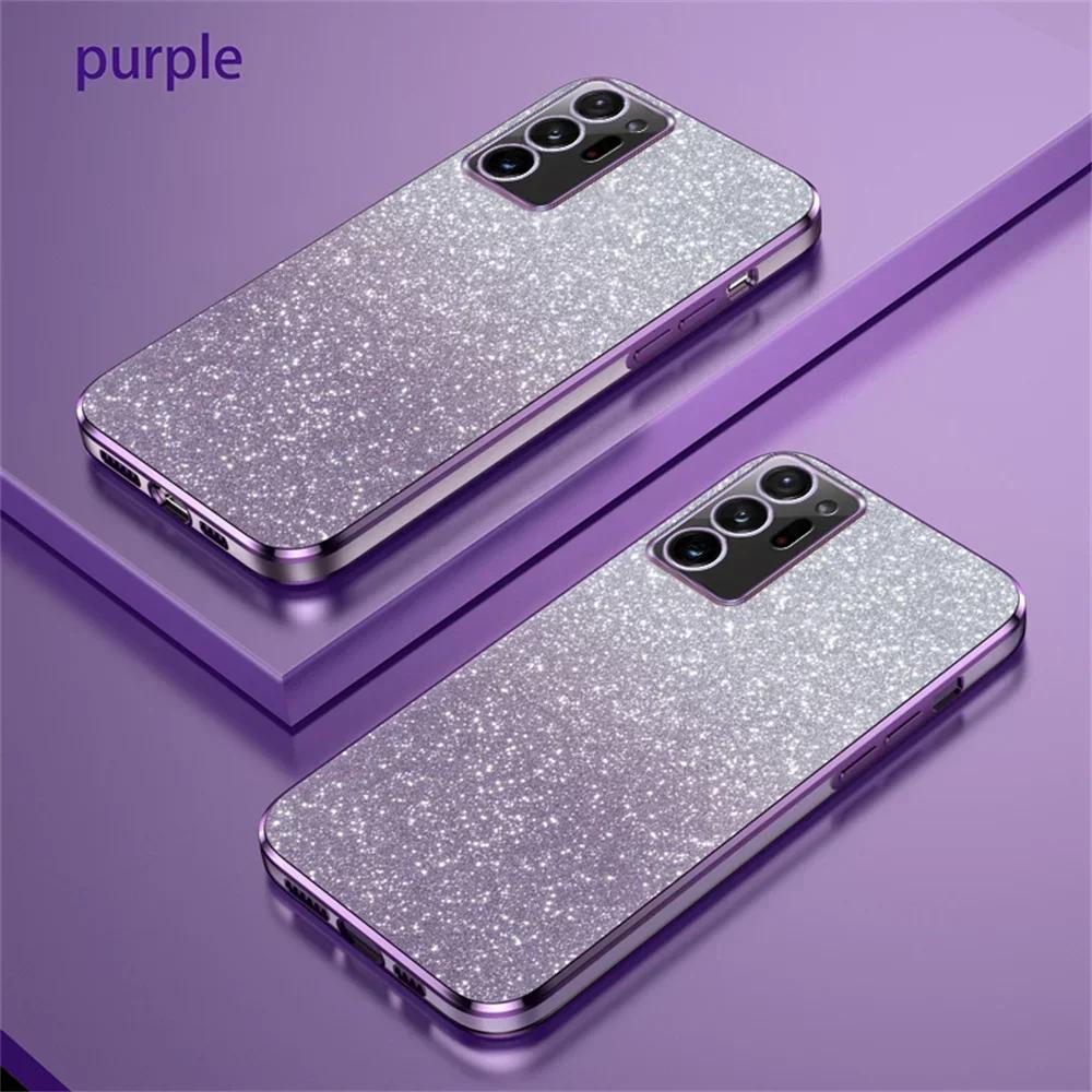 Gradient Glitter Plating Case For Samsung Galaxy S25 S24 S22 S21 S23 Ultra FE Note 20 10 S20 Plus Silicon Protect Cover