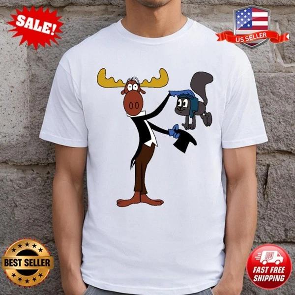 Rocky Bullwinkle Show T-Shirt, Rocky And Bullwinkle 80s Cartoon Shirt S-5XL XL