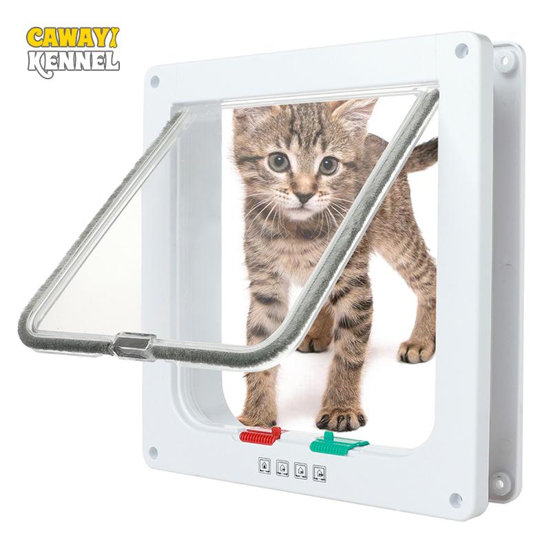 

CAWAYI KENNEL откидная дверь для собак и кошек с 4-сторонним замком безопасности, откидная дверь для собак и кошек, ABS, комплект маленьких ворот для домашних животных, откидные двери для кошек и собак