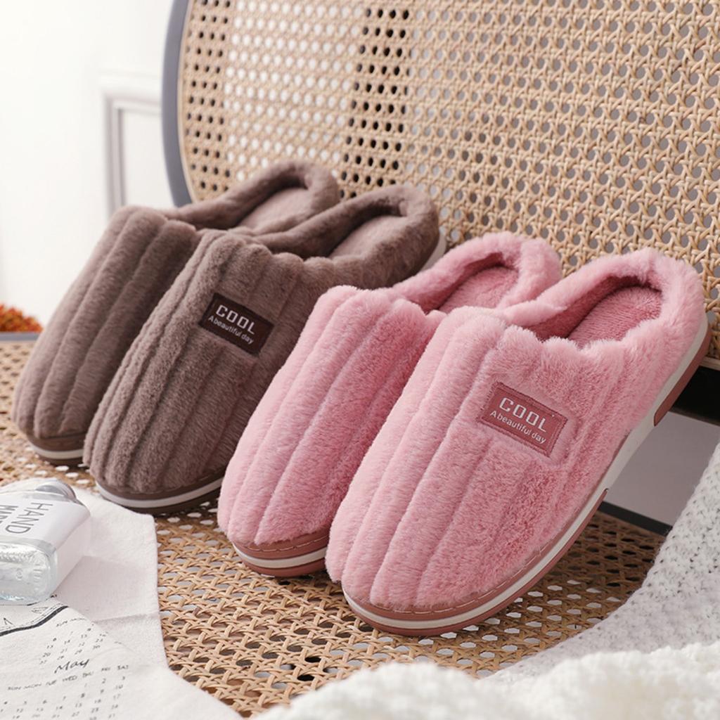 Cotton Slippers for Women and Couples in Autumn and Winter, Indoor Warm Plush Slippers for Men, Anti Slip Thick Cotton Slippers for Winter