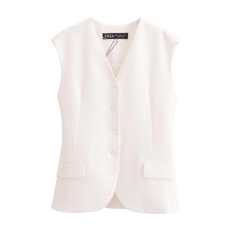 Fashion Style 2024 Autumn New Arrival Women's Stylish Versatile Pocket Decorative Vest Mid-Rise Straight-Leg Pants 8412186