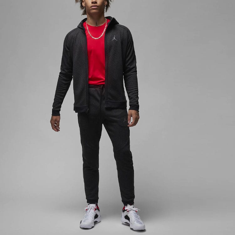 Jordan Sweatshirts Men's Black Hooded Moderate Cardigan FD8119-010